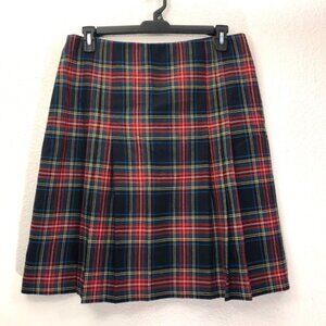 Brooks Brothers Plaid Wool Pleated A-Line Skirt
